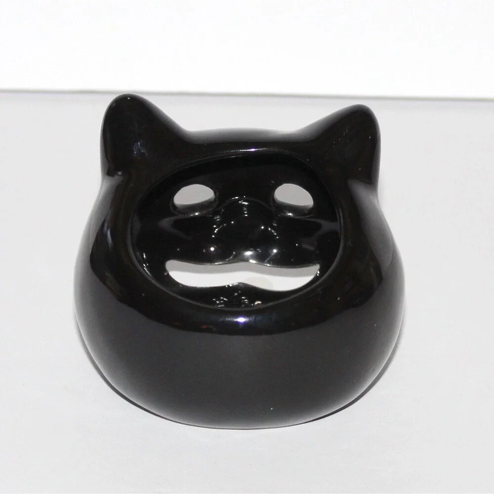 Black Cat Head Candle Holder ceramic tea light halloween